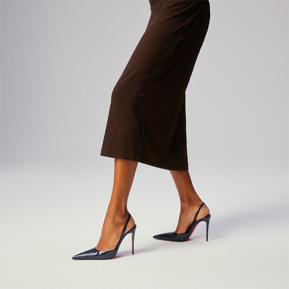 Christian Louboutin Kate Max O Sling 100 Zaffiro Blue Pointed Toe Heel Pump 38.5 - Picture 5 of 16